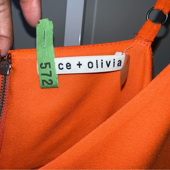 ALICE + OLIVIA TIERED MINI DRESS IN ORANGE SILK ORANGE Size 6 - Picture 9 of 16